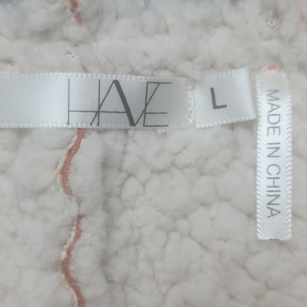 HAVE coral moto jacket faux suede sherpa lined raw hem women's Large - Picture 8 of 8